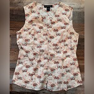 Harold's Vintage Sleeveless V-neck Button Down Blouse